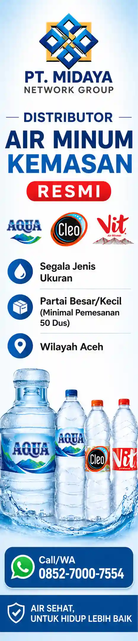 PT Midaya Network Group - Distributor Air Minum Kemasan Resmi Aqua Cleo Vit Aceh