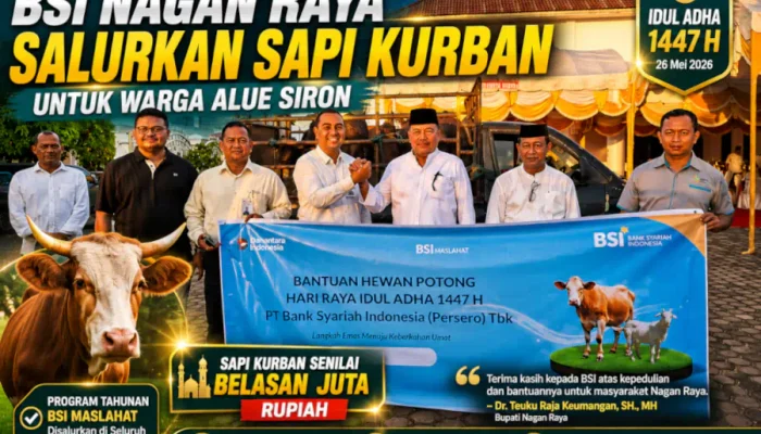 Sambut Iduladha 1447 H, BSI Nagan Raya Salurkan Sapi Kurban untuk Warga Alue Siron
