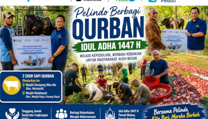 Pelindo Grup Malahayati Serahkan Hewan Qurban untuk Warga Aceh Besar pada Idul Adha 1447 H