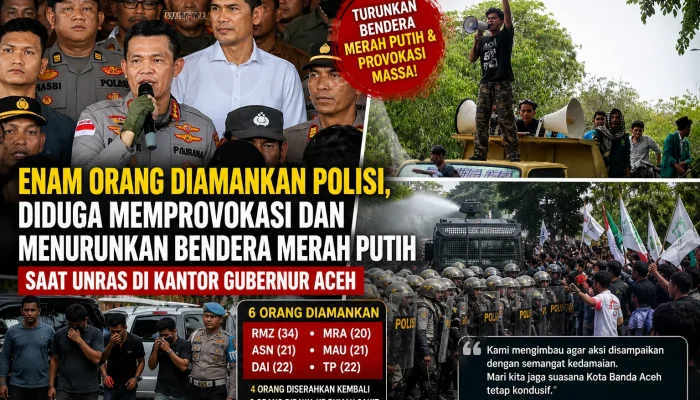 Ricuh Demo JKA di Kantor Gubernur Aceh, Polisi Amankan Enam Provokator