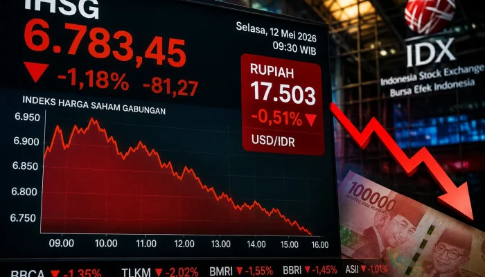 Rupiah Tembus Rekor Terendah Rp17.503, IHSG Terkapar di Level 6.800