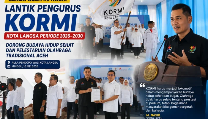 Lantik Pengurus KORMI Langsa, Sekda Aceh Tekankan Pentingnya Melawan Pola Hidup Sedentari