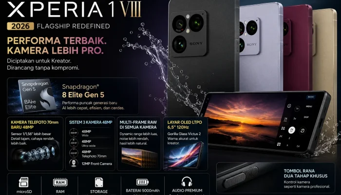 Sony Resmi Meluncurkan Xperia 1 VIII: Usung Snapdragon 8 Elite Gen 5 dan Kamera Telefoto Mutakhir