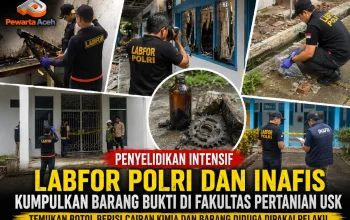 Tim Labfor Polri dan Inafis Olah TKP Kasus Pengrusakan Kampus USK Banda Aceh