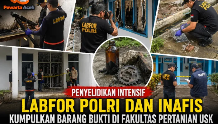 Tim Labfor Polri dan Inafis Olah TKP Kasus Pengrusakan Kampus USK Banda Aceh
