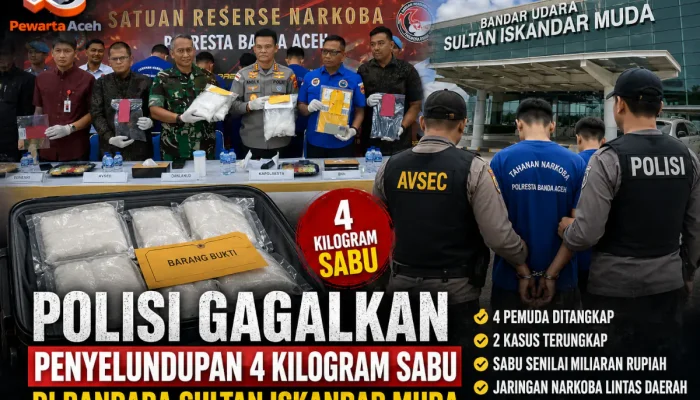 Empat Pemuda Ditangkap Usai Selundupkan 4 Kg Sabu di Bandara SIM