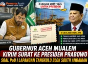 Mualem Kirim Empat Usulan Gas Blok Andaman kepada Presiden Prabowo