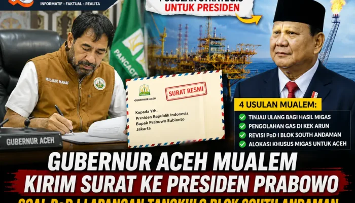Mualem Kirim Empat Usulan Gas Blok Andaman kepada Presiden Prabowo