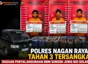 Polres Nagan Raya Tahan Tiga Tersangka Penyalahgunaan BBM Bersubsidi