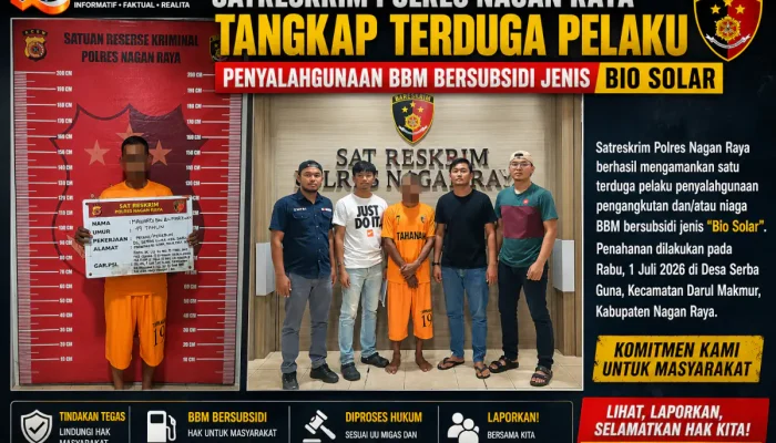 Polres Nagan Raya Tahan Terduga Pelaku Penyalahgunaan BBM Bersubsidi