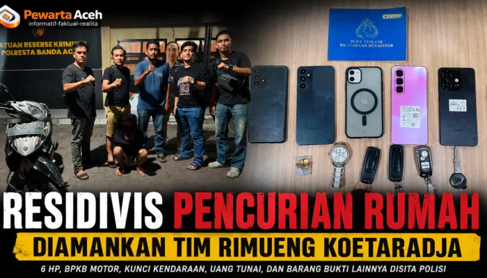 Residivis Pembongkar Rumah Ditangkap di Banda Aceh, Enam Ponsel Disita