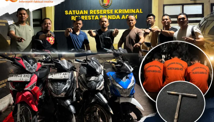 Polresta Banda Aceh Tangkap Tiga Pelaku Curanmor, Motor Dijual Rp11 Juta