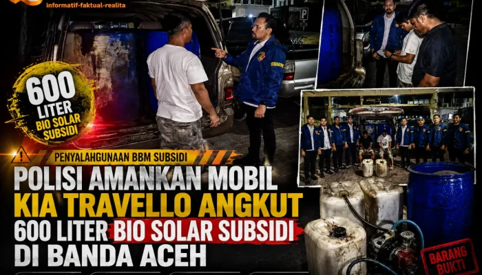 Polisi Amankan Mobil Angkut 600 Liter Bio Solar di Banda Aceh